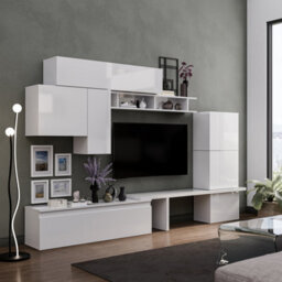Decorotika Verona Moduler Modern Tv Unit Wall Mount Customizable Layout High Gloss White - thumbnail 3