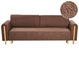 Beliani Bouclé Sofa Bed Brown - Click-Clack With Built-In Storage, Rubberwood Frame - thumbnail 3