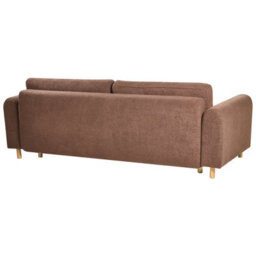 Beliani Bouclé Sofa Bed Brown - Click-Clack With Built-In Storage, Rubberwood Frame - thumbnail 7