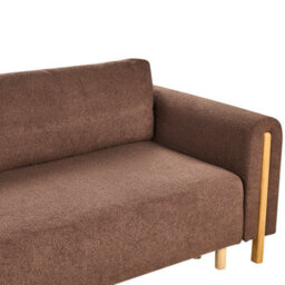 Beliani Bouclé Sofa Bed Brown - Click-Clack With Built-In Storage, Rubberwood Frame - thumbnail 9
