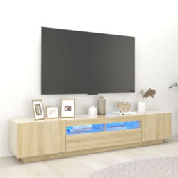 Walplus Tv Cabinet With Led Lights Sonoma Oak 200X35X40 Cm - thumbnail 1