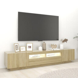 Walplus Tv Cabinet With Led Lights Sonoma Oak 200X35X40 Cm - thumbnail 3