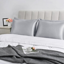 Ameha Silver Stain Silk Pillowcase Soft Anti Wrinkle Envelop Closure Pillow Cover For Hair & Skin Friendly 50X75Cm 4 Pair - thumbnail 7