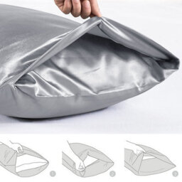 Ameha Silver Stain Silk Pillowcase Soft Anti Wrinkle Envelop Closure Pillow Cover For Hair & Skin Friendly 50X75Cm 4 Pair - thumbnail 5