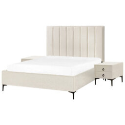 Beliani Bedroom Set Boucle Sezanne 160 X 200 Cm (Eu King Size) Off-White - thumbnail 4