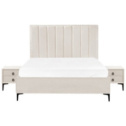 Beliani Bedroom Set Boucle Sezanne 160 X 200 Cm (Eu King Size) Off-White - thumbnail 6