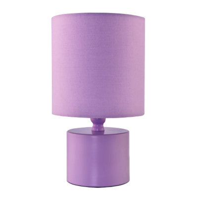 Happy Homewares Modern Soft Lilac Glossy Table Lamp With Cotton Fabric Drum Shade - image 1