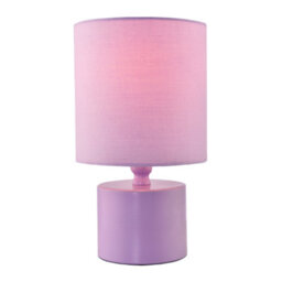 Happy Homewares Modern Soft Lilac Glossy Table Lamp With Cotton Fabric Drum Shade - thumbnail 2