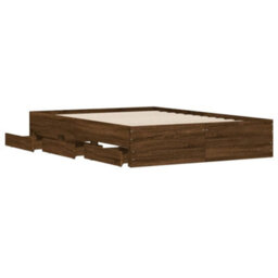 Berkfield Bed Frame With Drawers Without Mattress Brown Oak 135X190 Cm Double - thumbnail 5