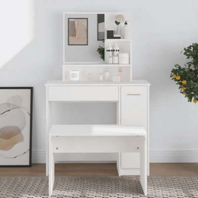 Walplus Dressing Table With Mirror White 86.5X35X136 Cm - image 1