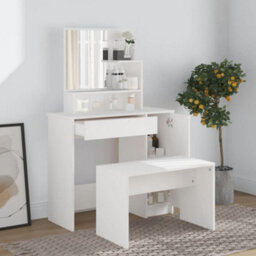 Walplus Dressing Table With Mirror White 86.5X35X136 Cm - thumbnail 3