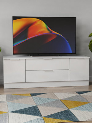 Poole 2 Door 2 Drawer Superwide Tv Unit In White Gloss (Ready Assembled) - image 1