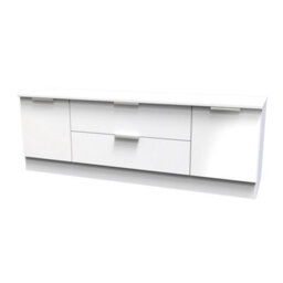 Poole 2 Door 2 Drawer Superwide Tv Unit In White Gloss (Ready Assembled) - thumbnail 4
