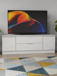 Poole 2 Door 2 Drawer Superwide Tv Unit In White Gloss (Ready Assembled) - thumbnail 1