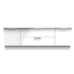 Poole 2 Door 2 Drawer Superwide Tv Unit In White Gloss (Ready Assembled) - thumbnail 2