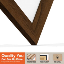 "16X16"" Walnut Modern Vinyl Record Frame With White Mount For 12 Inch Lp Disc - Ak Frames" - thumbnail 3