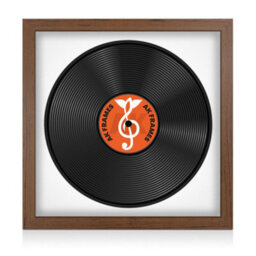 "16X16"" Walnut Modern Vinyl Record Frame With White Mount For 12 Inch Lp Disc - Ak Frames" - thumbnail 1