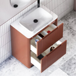 Royal Bathrooms Avenza 800mm Terracotta Clay Floor Standing Countertop Bathroom Vanity Unit 2 Drawer With Qubix Basin - thumbnail 5