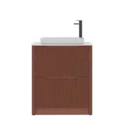 Royal Bathrooms Avenza 800mm Terracotta Clay Floor Standing Countertop Bathroom Vanity Unit 2 Drawer With Qubix Basin - thumbnail 6