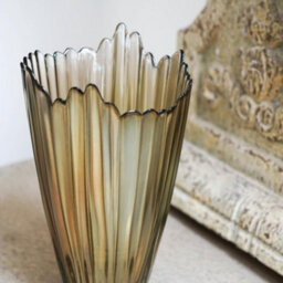 Ivyline Mocha Rippled Glass Vase H25Cm W14.5Cm - thumbnail 2