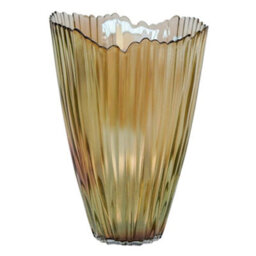Ivyline Mocha Rippled Glass Vase H25Cm W14.5Cm - thumbnail 4