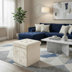 Crushed Velvet Square Storage Box With Lid Elegant Organizer For Any Room Cream