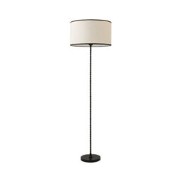Valuelights Maeve Natural Linen Black Trim Shade Matte Black Bobbin Bobble Floor Lamp And Bulb - thumbnail 6