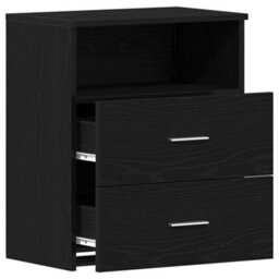 Berkfield Modern Nightstands Set Of 2 Black Oak 50X32X60Cm Made Of Engineered Wood - thumbnail 5