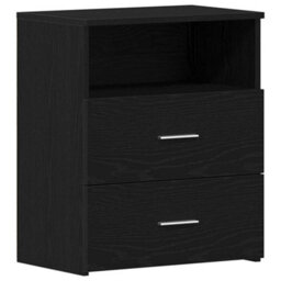 Berkfield Modern Nightstands Set Of 2 Black Oak 50X32X60Cm Made Of Engineered Wood - thumbnail 1