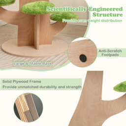 Costway 128 Cm Pine Shape Cat Tree Indoor Cute Multi-Level Cat Tower With Perch - thumbnail 6