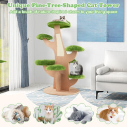 Costway 128 Cm Pine Shape Cat Tree Indoor Cute Multi-Level Cat Tower With Perch - thumbnail 9