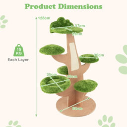 Costway 128 Cm Pine Shape Cat Tree Indoor Cute Multi-Level Cat Tower With Perch - thumbnail 3