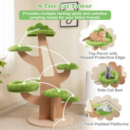 Costway 128 Cm Pine Shape Cat Tree Indoor Cute Multi-Level Cat Tower With Perch - thumbnail 5