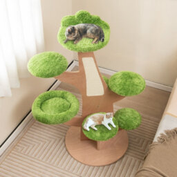 Costway 128 Cm Pine Shape Cat Tree Indoor Cute Multi-Level Cat Tower With Perch - thumbnail 4