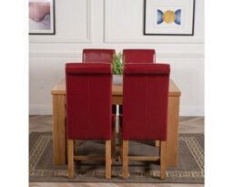 That's Furniture Dakota 127 X 82 Cm Chunky Oak Small Dining Table And 4 Chairs Dining Set With Washington Burgundy Leather Chairs - thumbnail 2