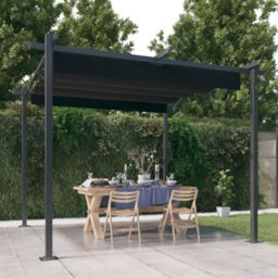 Walplus Garden Gazebo With Retractable Roof 3X3 M Anthracite - thumbnail 1