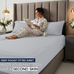 Aspire Homeware Silver Fitted Sheet-(25Cm) Deep Hotel Quality -Breathable Fitted Bed Sheets Single (L)190Cm X (W)91Cm - thumbnail 5