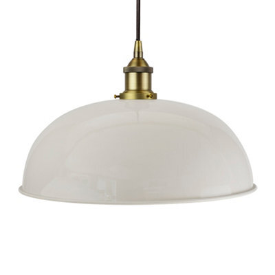 Pale Grey Worcester Painted Dome Pendant Light With Matt Antique Brass Lamp Holder And Black Round Cable - Se Home - image 1
