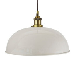 Pale Grey Worcester Painted Dome Pendant Light With Matt Antique Brass Lamp Holder And Black Round Cable - Se Home - thumbnail 1