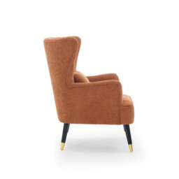 Chenille Fabric Orange Accent Chair Wingback Camila - Armchair With Wings, Doorstep Delivery - thumbnail 4