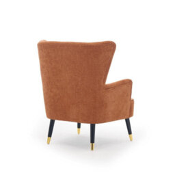 Chenille Fabric Orange Accent Chair Wingback Camila - Armchair With Wings, Doorstep Delivery - thumbnail 5