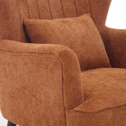 Chenille Fabric Orange Accent Chair Wingback Camila - Armchair With Wings, Doorstep Delivery - thumbnail 6