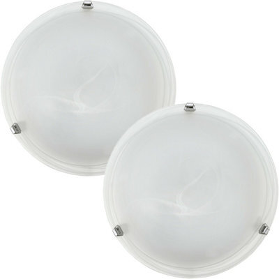 Modern 2-Pack Chrome Flush Ceiling Light With Alabaster Shade - image 1