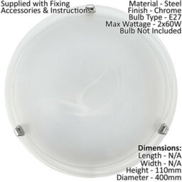 Modern 2-Pack Chrome Flush Ceiling Light With Alabaster Shade - thumbnail 2