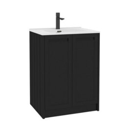 Royal Bathrooms Elmore 600mm Traditional Floor Standing 2 Door Bathroom Vanity Unit With Ceramic Basin Sink - Matt Nocturne Black - thumbnail 6