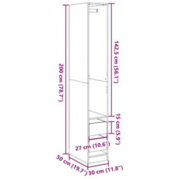 Vidaxl Wardrobe White 30X50X200 Cm Engineered Wood - thumbnail 3