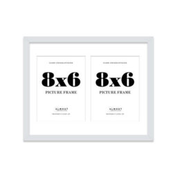14X11 Inch 2 Opening Photo Collage Frame, Display Two 8X6 Inch Photos, Multi Aperture Family Picture Frame, Light Grey - thumbnail 2