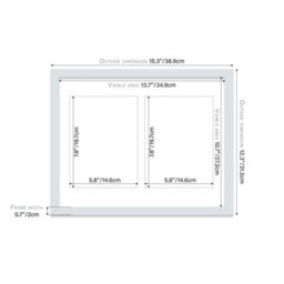 14X11 Inch 2 Opening Photo Collage Frame, Display Two 8X6 Inch Photos, Multi Aperture Family Picture Frame, Light Grey - thumbnail 4