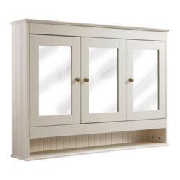 Homestylestore 1050 X 750mm Antique White Wall Mounted Mirrored Door Bathroom Cabinet And Aged Gold Round Handles