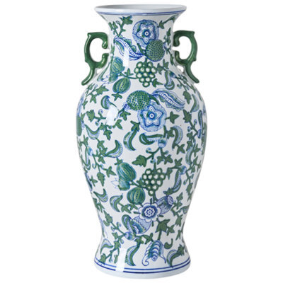 Beliani Flower Vase Segowia Porcelain 47 Cm White/ Blue - image 1